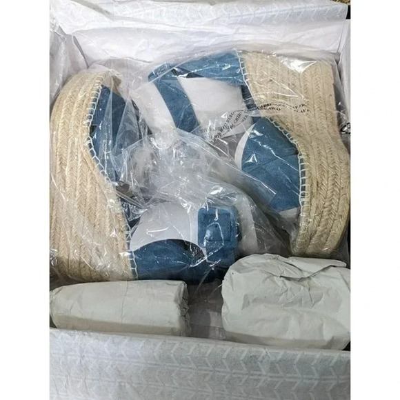 Marc Fisher Women's Able Square Toe Blue Wedge Platform Size 8 (MSRP $140) - Picture 9 of 10